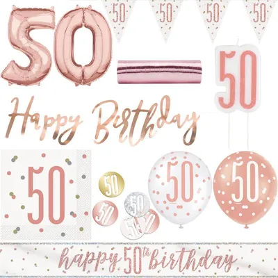 Produktbild von 50. Geburtstag Deko roségold Party Dekoration Set Frau Set