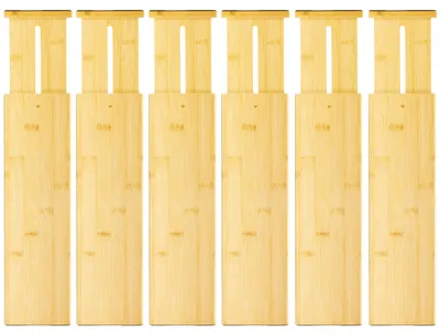 Bambus Schubladen-Organizer 6er Set, verstellbar 42,2-55,3 cm