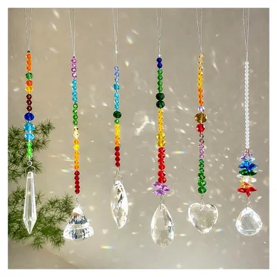 Produktbild von Sonnenfänger Kristall Regenbogen, Suncatcher Chakra Perlen Fensterdekoration, für hängende Prisma Ornamente, 5 Stück