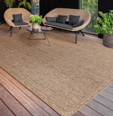 Produktbild von Outdoor Teppich wetterfest Modern Flachgewebe, Jute-Optik für Terrasse & Balkon Grösse 200x280 cm