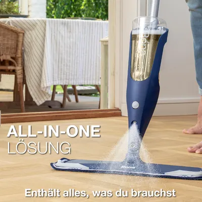 Produktbild von Bona Premium Spray Mop mit 850 ml Reinigungsmittel für geölte Holzböden, nachfüllbare Kartusche, inkl. Mikrofaser-Reinigungspad