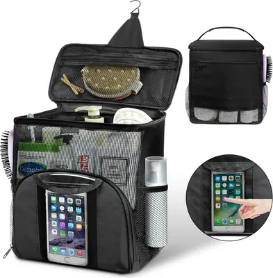 Produktbild von Tragbare Dusche Caddy Schlafsaal(Schwarz)große Kapazität Dusche Caddy Tote Tasche, schnell trocknende hängende Kulturtasche für Bad Camping Travel