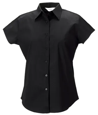 Produktbild von Russell Collection Easy Care Bluse, Kurzarm FK755 (XS) (Schwarz)