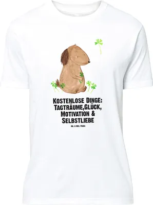 Produktbild von Mr. & Mrs. Panda Größe XL T-Shirt Hund Kleeblatt - Weiß - Geschenk, Achtsamkeit, Gratis, mit Spruch, Tshirt, Shirt, Motivation, Sprüche