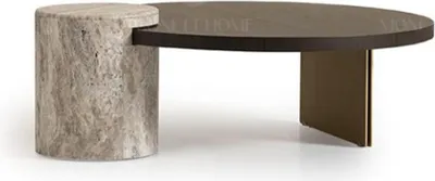 Produktbild von Großes Komplette Wohnzimmer Sessel Tische 7tlg Stoff Braun Holz Regale