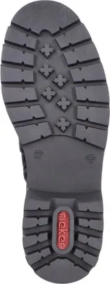 The sole of a black boot is shown against a white background.