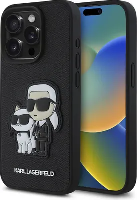 Produktbild von Karl Lagerfeld PolyurethanSaffiano Karl And Choupette Iphone 15 Pro Handyhülle One Size