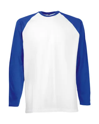 Produktbild von Fruit of the Loom Herren Rundhals Basic Shirt T-Shirt Langarm, Größe:2XL, Farbe:White/Royal