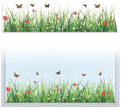 Productafbeelding van Raamsticker vogels, gras, vlinders, 120x30 cm, 1 stuk