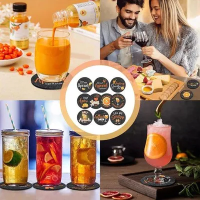 Produktbild von Untersetzer 10er Set Rund Dunkelgrau - Hitzebeständig und Dekorativ