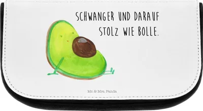Produktbild von Mr. & Mrs. Panda Kosmetiktasche Avocado Schwangerschaft - Weiß - Geschenk, kosmetik organizer, kosmetiktäschchen, Necessaire, Babyparty, Baby, Make-up, Schwanger, klein