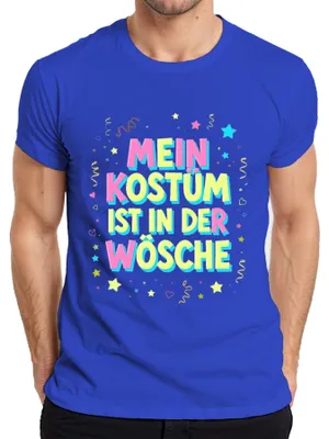 Produktbild von MEIN KOSTÜM IST IN DER WÖSCHE Karneval Fasching Halloween Lustig Herren T-Shirt, Blau, L