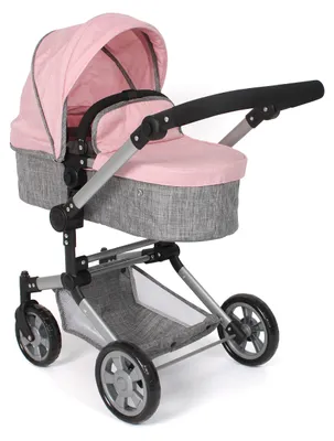 Produktbild von Bayer Chic 2000 Kombi-Puppenwagen Linus | 2in1 Buggy & umwandelbare Wanne für Puppen bis 52 cm | Höhenverstellbar 47-78 cm, ab 3 Jahren, Melange rosa