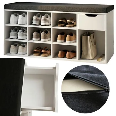 Obrázek produktu pro Botník s sedákem KADO, 104 x 50 x 30 cm, bílá