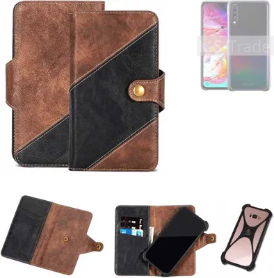 Produktbild von K-S-Trade Handyhülle Schutzhülle Bookstyle Case kompatibel mit Samsung Galaxy A70 Klapphülle Cover Hülle Schutztasche 1x