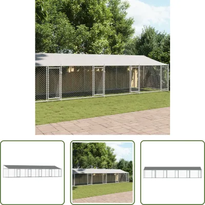 Immagine prodotto di The Living Store Cuccia per cani con tetto e porte Grigio 10x2x2 m Acciaio zincato