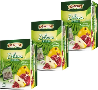 Produktbild von Grüner Tee mit Quitte & Granatapfel 60 Teebeutel - Grüntee im Beutel Big-Active