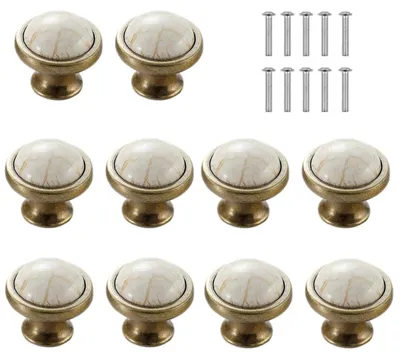 Image de 10 boutons de meuble en céramique pour armoires et tiroirs