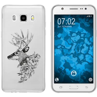 Produktbild von PhoneNatic Case kompatibel mit Samsung Galaxy J5 (2016) J510 Silikon-Hülle Floral Hirsch M7-1