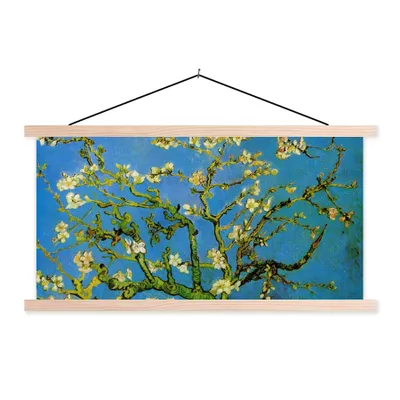 Produktbild von MuchoWow® Textilposter Mandelblüte - Vincent van Gogh 120x60 cm mit holzfarbenen Rahmen - Klemmleiste