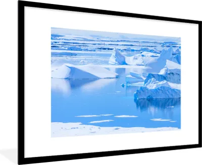 Produktbild von MuchoWow® Gerahmtes Poster Meer - Eis - Wasser 90x60 cm - Poster mit Schwarzem Bilderrahmen Wandposter Rahmen Foto Bilder - Wanddekoration - Fotos