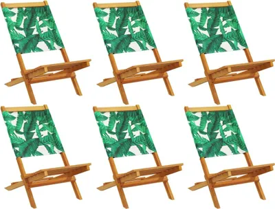 Image de vidaXL, 6 chaises pliantes, tissu vert et bois massif