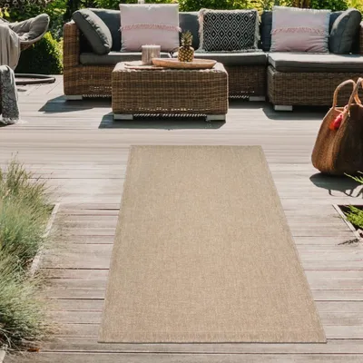 Image de Tapis d'intérieur et d'extérieur en style jute naturel Taille - 80 x 250 cm