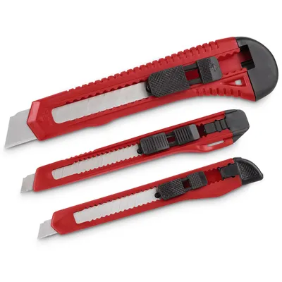 Produktbild von Kreator Cuttermesser 3 Stück 9mm 18mm Abbrechklinge Schieberaster Teppichmesser - KRT000200