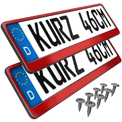 Produktbild von 2 Stück Kennzeichenhalter kurz 46 cm Rot Metallic Kennzeichenhalter 460 mm für kurze Kennzeichen
