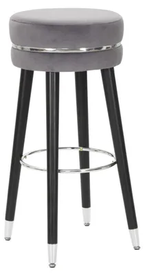 Immagine prodotto di Sgabello da bar Paris grigio e silver in tessuto e metallo – H 74 cm