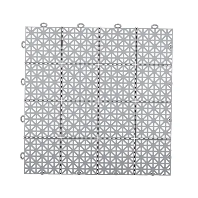 Produktbild von Steckfliesen für Balkon aus Kunststoff Bodenfliesen grau in 30 x 30 cm mit Klicksystem ideal für Pool Garage und Zelt