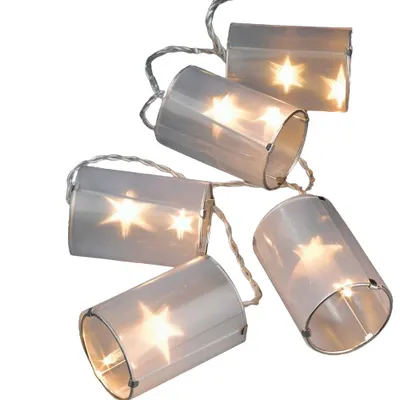 Produktbild von 10-tlg. LED-Lichterkette mit 10 Holografie-Laternen