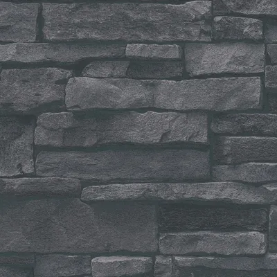 Produktbild von A.S. Creation | Bricks & Stones | 388134 | Vliestapete | Steinoptik | 0.53 x 10.05 m | Schwarz | Wohnzimmer | Flur | Bür