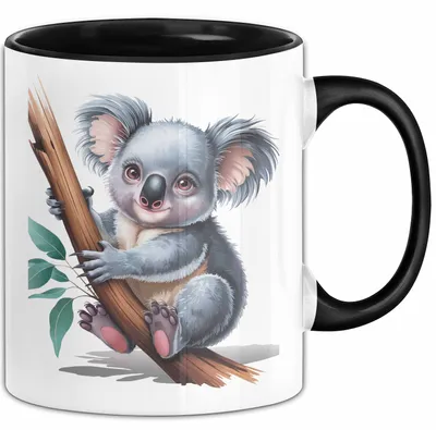 Produktbild von Koala Tierliebhaber Tasse Geschenk Lustige Geschenkidee Spruch (Schwarz)
