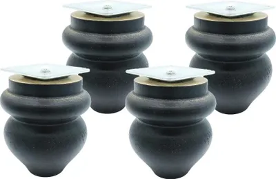 Obrázek produktu pro Dřevěná noha k nábytku, nábytková noha, sudová, 9 cm, černý lak, upevnění