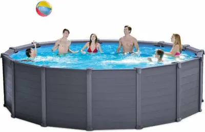 Produktbild von Intex 28382FR, 1681 l, Gerahmter Pool, Kind & Erwachsener, Leiter, Graphit