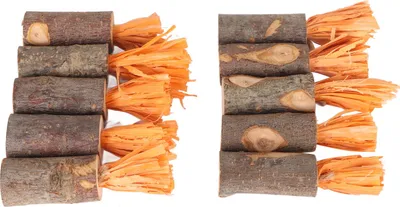 Imagen del producto de 10 unidades de palitos masticables para conejos, seguros y comestibles, que ayudan a prevenir la formación de cálculos urinarios. Juguetes decorativos para roedores como cobayas, hámsteres y conejos, hechos de cáscara de maíz de color naranja