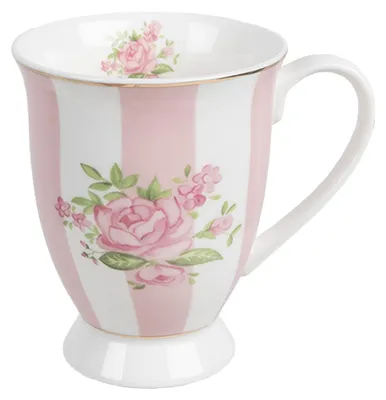 Image de Clayre & Eef tasse 300 ml rose violet porcelaine roses
