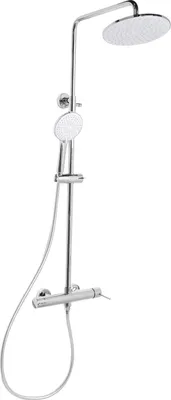 Image de BELIANI Ensemble de douche avec robinet à levier Douche à main en laiton argenté Tête de pluie 3 jets Style moderne