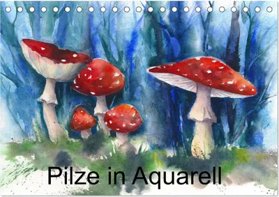 Produktbild von Pilze in Aquarell (Tischkalender 2025 DIN A5 quer), CALVENDO Monatskalender