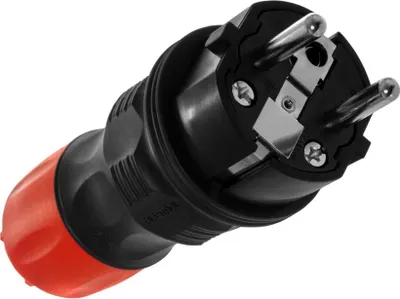 Produktbild von Hermetischer Stecker mit Erdung IP54 16A 2P+Z 250V schwarz-rot Plastrol W-97977