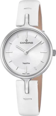 Produktbild von Candino Damen Uhr C4648/1 Armbanduhr Lederarmband weiß