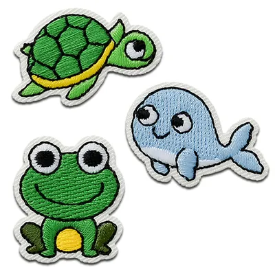 Produktbild von Mono-Quick Recycl-Patch Wasserwelt Trio - Aufnäher, Bügelbild, Aufbügler, Applikationen, Patches, Flicken, zum aufbügeln, Größe: 2,4 x 3 cm