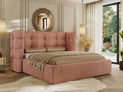 Produktbild von MKS MEBLE Polsterbett FLONELLE CLASSIC mit Bettkasten & Stauraum 160 x 200 cm , Inkl. Lattenrost, Gestepptes Kopfteil, Metall-Hebeautomat, Multipocket Matratze - ELORI LUX - Rosa Velvet
