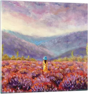 Produktbild von Bilder auf glas - Einteilig - Feld Frau Landschaft - 70x70cm - Glasbilder - Wandbilder - Bilder - zum Aufhängen bereit - Wanddekoration aus Glas - Glas Bilder - Wandbild auf Glas - GAC70x70-5074