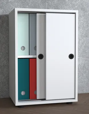 Produktbild von VCM Büroschrank mit 2 Fächern | moderner Aktenschrank mit Schiebetüren | Maße ca. H. 74 x B. 49 x T. 38 cm – Ulas 2-Fach