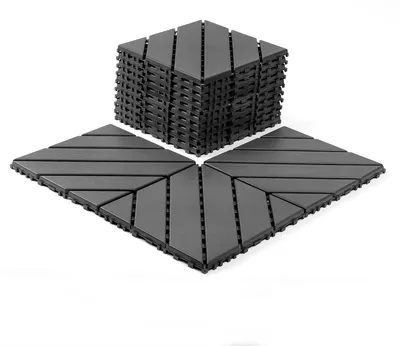 Produktbild von Clinvia Ineinandergreifende Terrassenfliesen aus Kunststoff, 44 Stück, Terrassenfliesen, 30,5 x 30,5 cm, quadratisch, wasserdicht, für den Außenbereich, bei jedem Wetter, für den Außenbereich und den Innenbereich, Terrassenfliesen für Pool, Balkon und Hinterhof, dunkelgrau