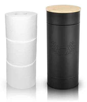 Produktbild von Toilettenpapierhalter mit Stauraum für 3 Rollen - Schwarzes Metall