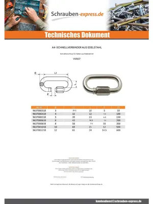 Produktbild von Schnellkettenglied Edelstahl A4 8