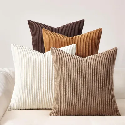 Productafbeelding van Kussenslopen, 50x50 cm, herfstcollectie, set van 4, corduroy, goudbruin